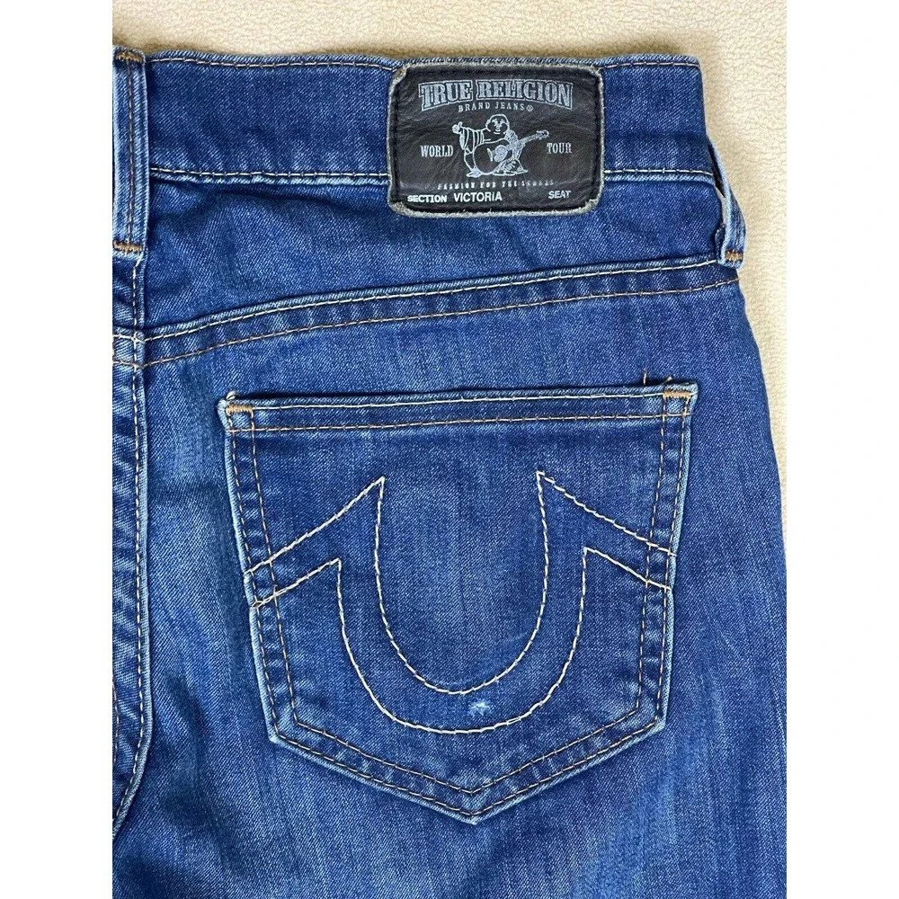 True Religion Victoria‎ Womens 26 Skinny Jeans Stretch Embroidered Regular Fit - Picture 10 of 11